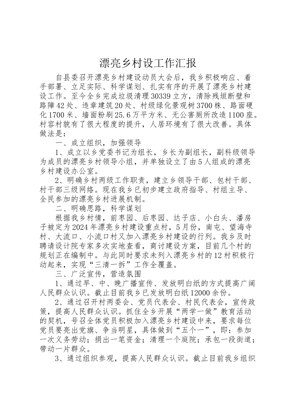 2024年美丽乡村设工作汇报-_第1页