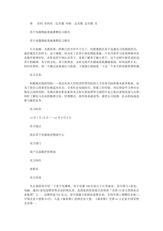 2024年苏宁电器物流基地暑期实习报告