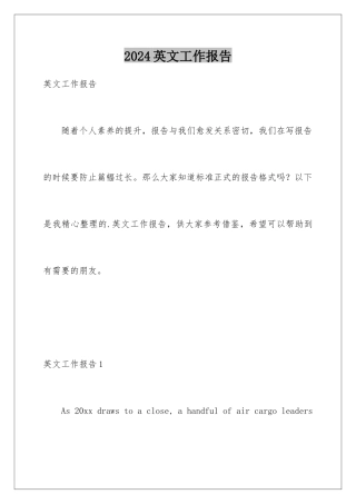 2024年英文工作报告