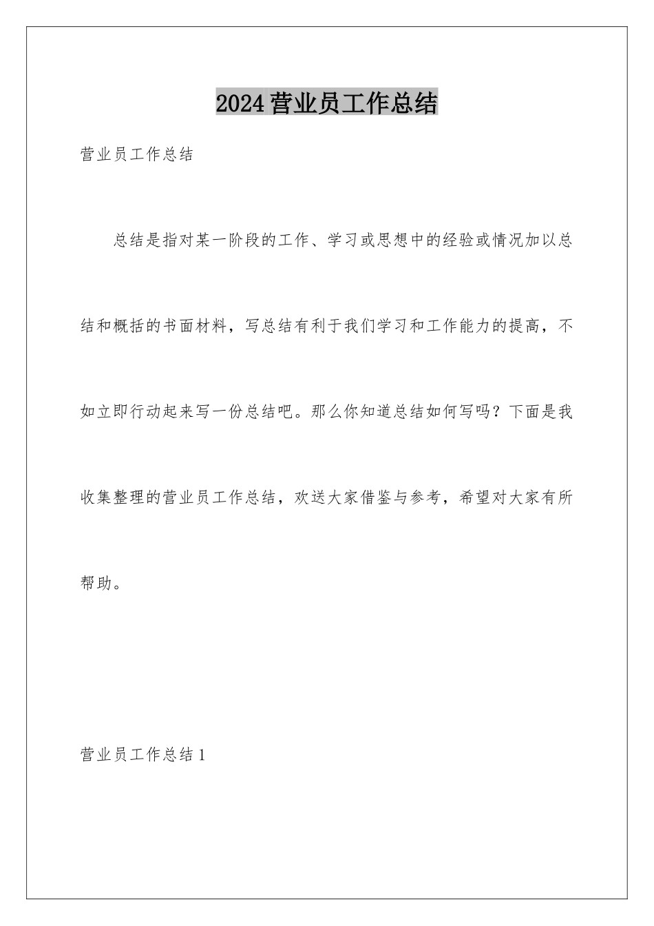 2024年营业员工作总结_第1页