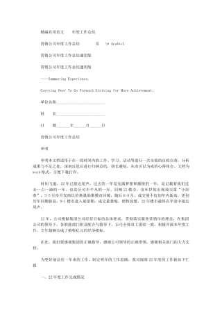 2024年营销公司年度工作总结通用版