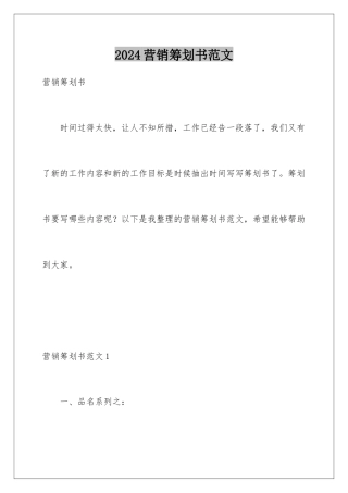 2024年营销策划书范文