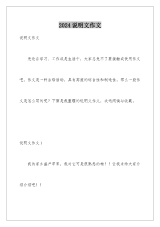 2024年说明文作文