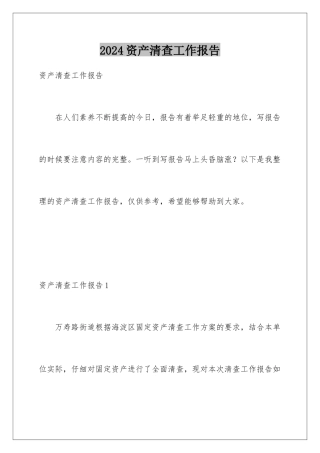 2024年资产清查工作报告