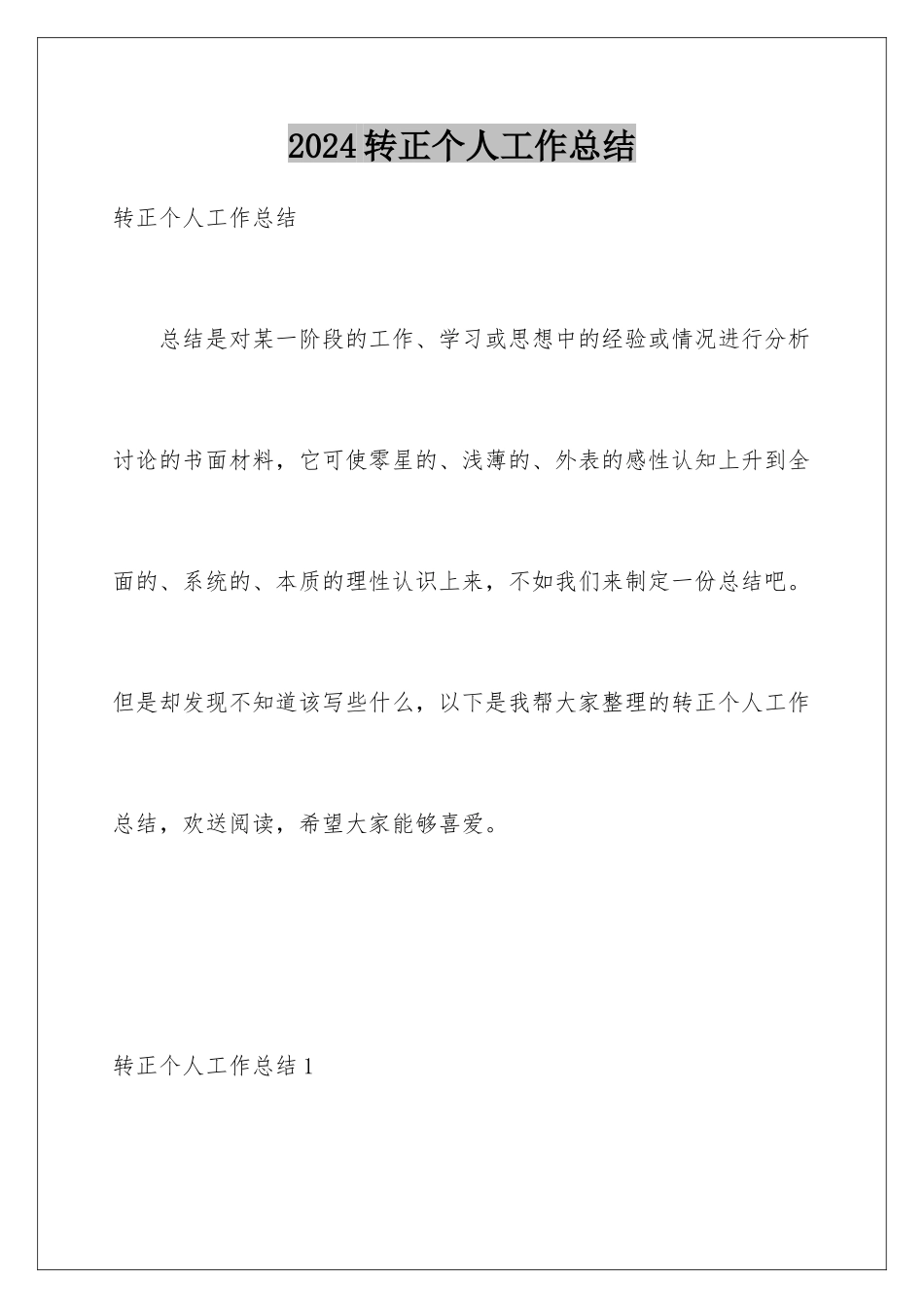 2024年转正个人工作总结_第1页