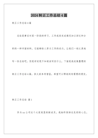 2024年转正工作总结4篇