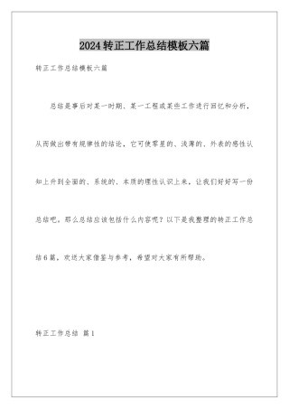 2024年转正工作总结六篇