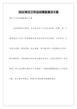 2024年转正工作总结集合5篇2