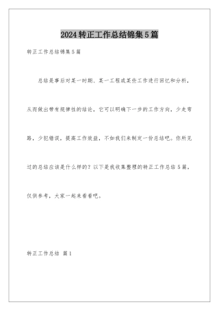 2024年转正工作总结锦集5篇