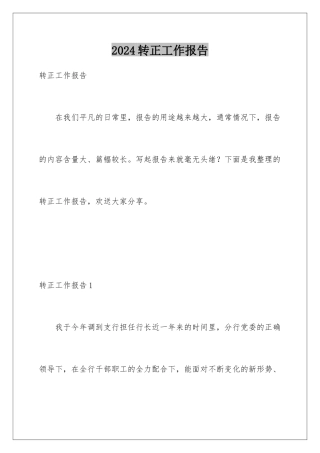2024年转正工作报告