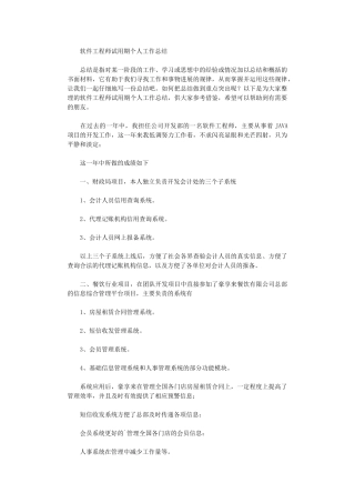 2024年软件工程师试用期个人工作总结