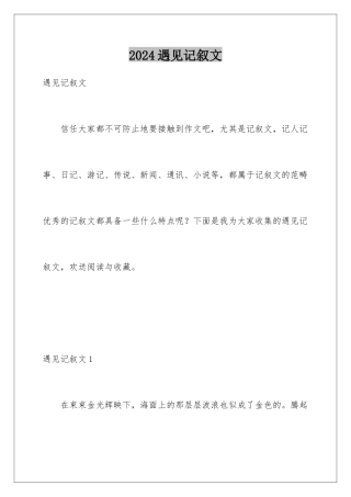 2024年遇见记叙文