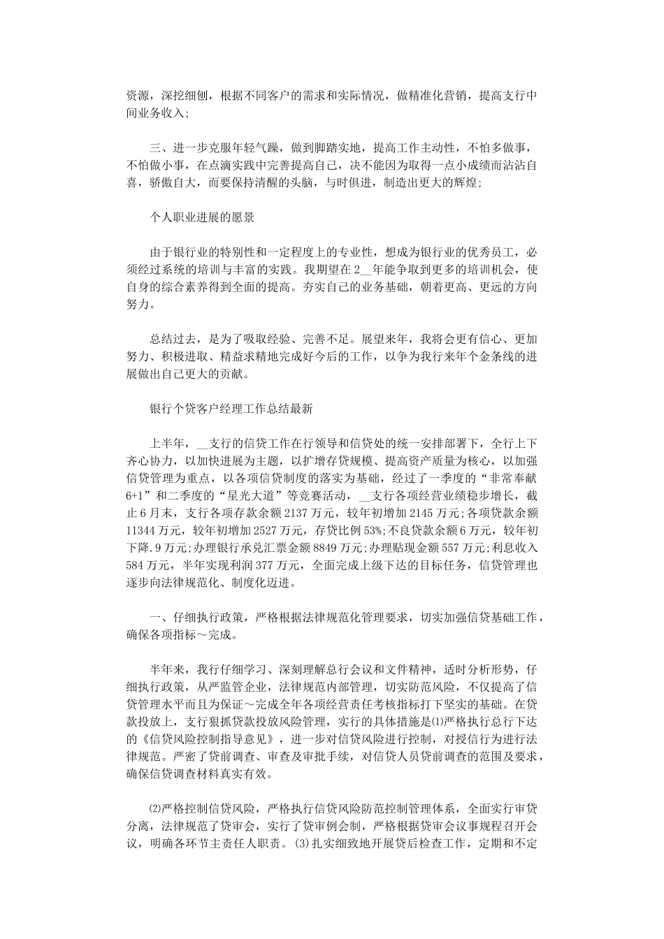 2024年银行个贷客户经理工作总结最新_第3页
