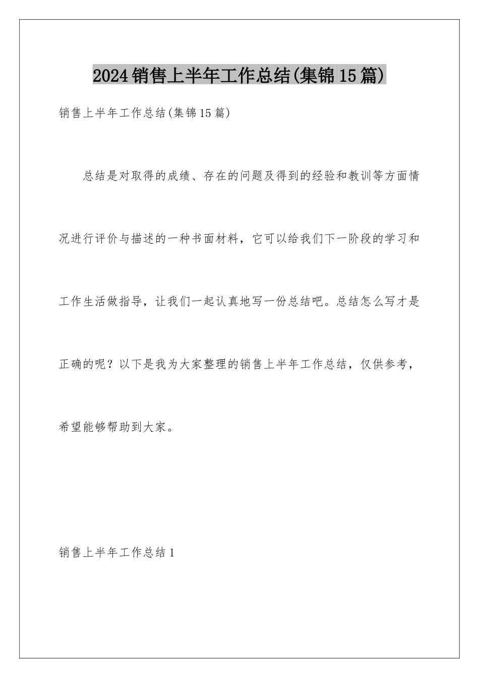 2024年销售上半年工作总结_第1页