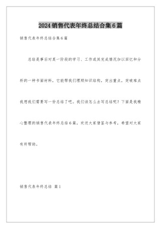 2024年销售代表年终总结合集6篇