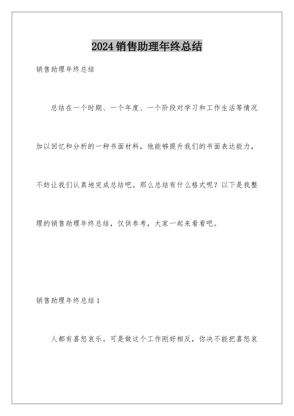 2024年销售助理年终总结_第1页