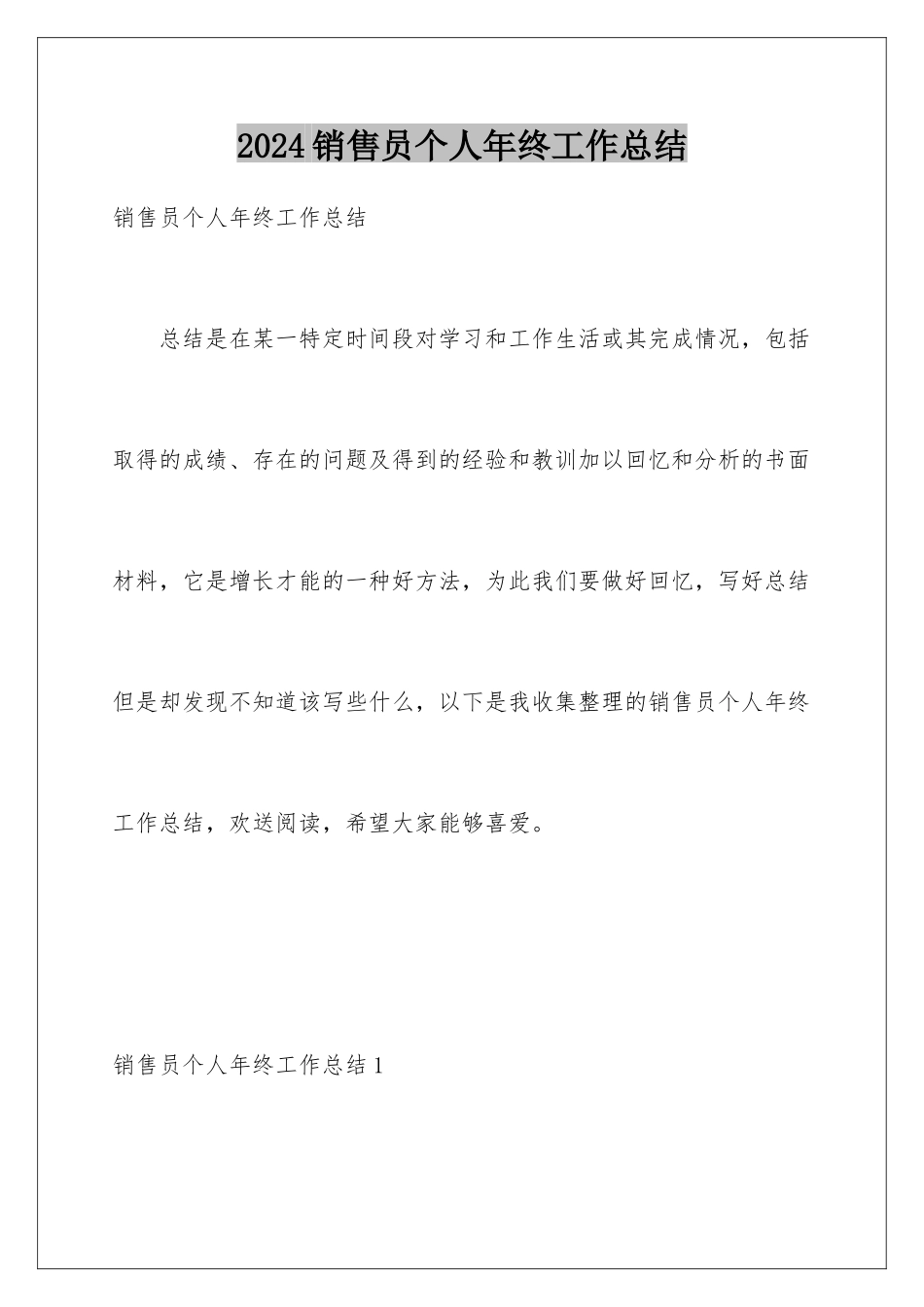 2024年销售员个人年终工作总结_第1页