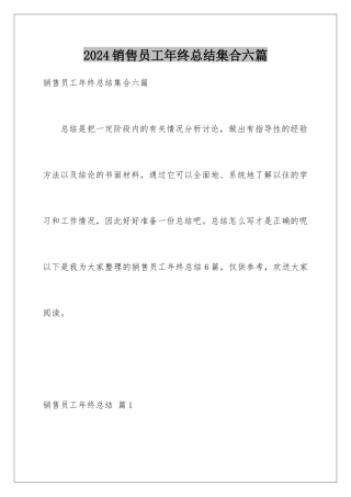 2024年销售员工年终总结集合六篇