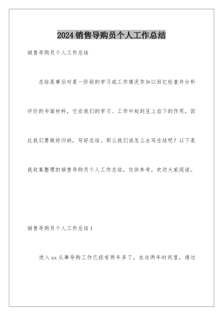 2024年销售导购员个人工作总结