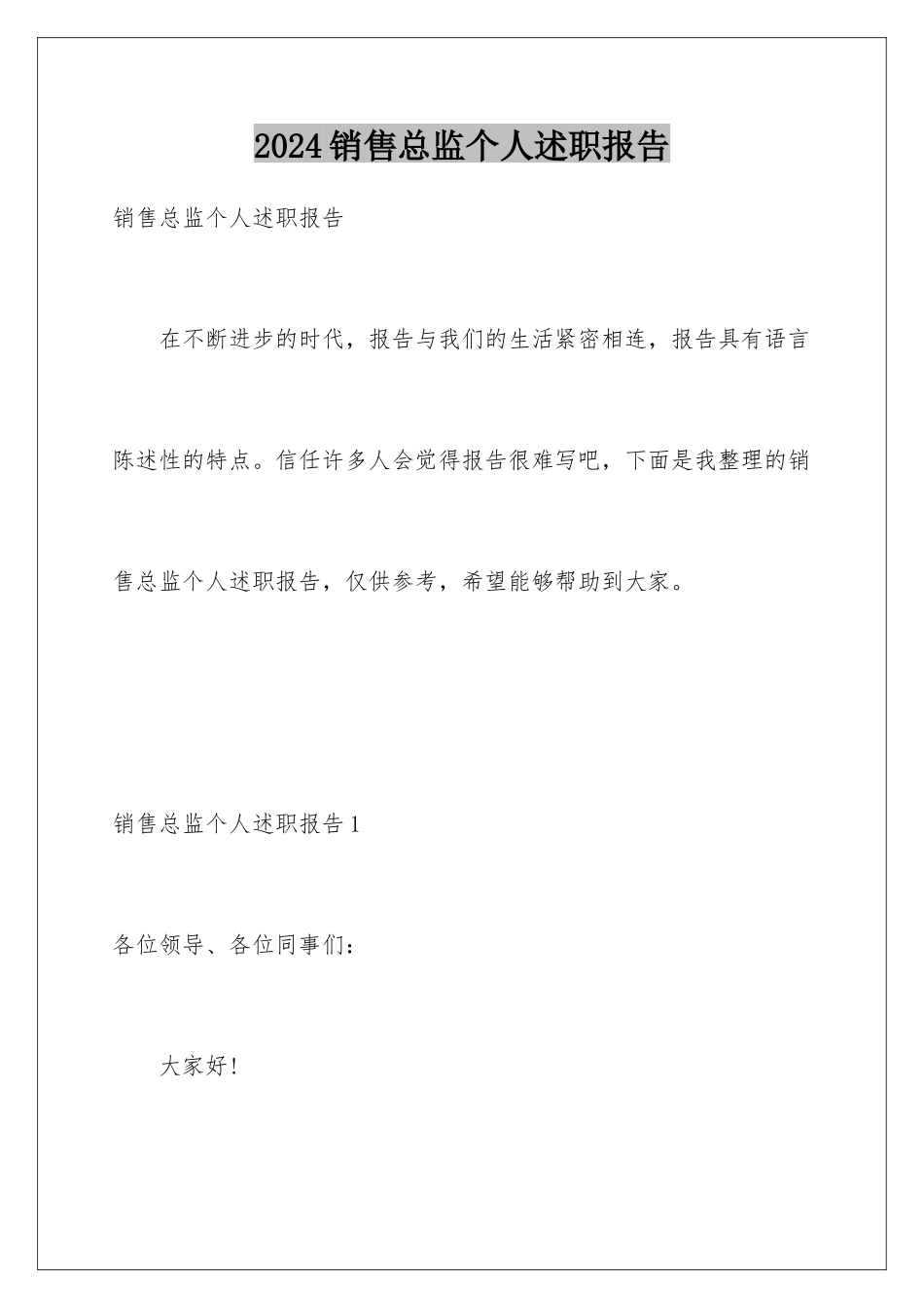 2024年销售总监个人述职报告_第1页