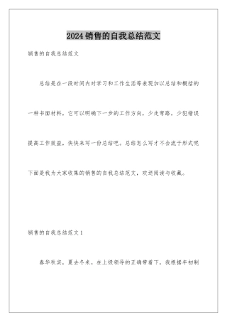 2024年销售的自我总结范文
