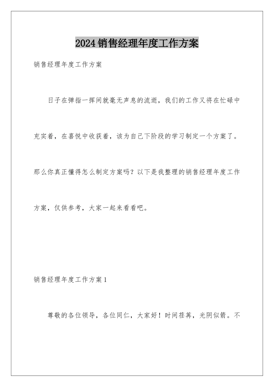 2024年销售经理年度工作计划_第1页