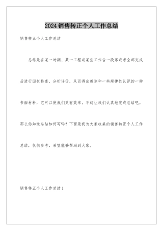 2024年销售转正个人工作总结