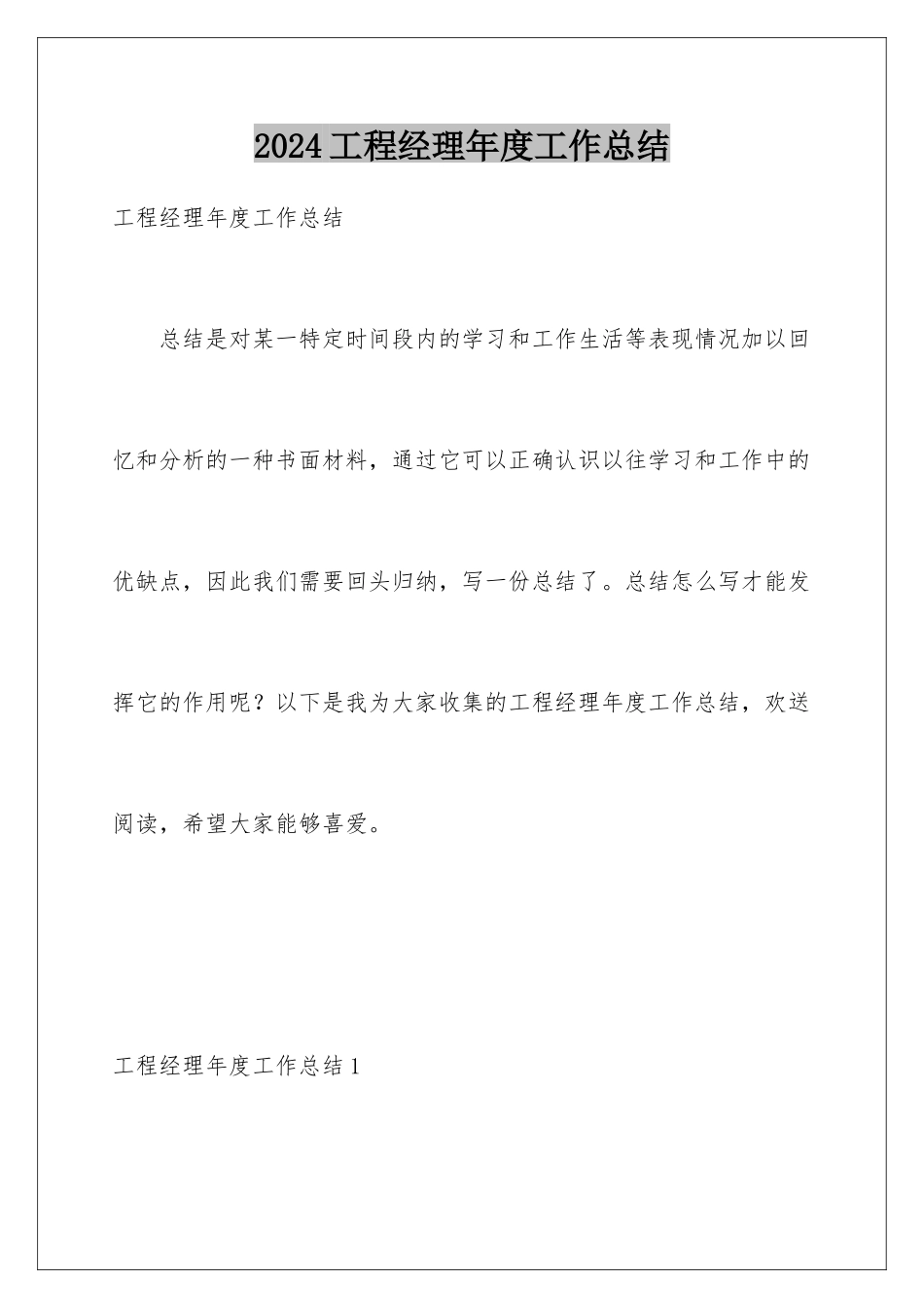 2024年项目经理年度工作总结_第1页