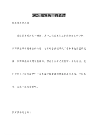 2024年预算员年终总结
