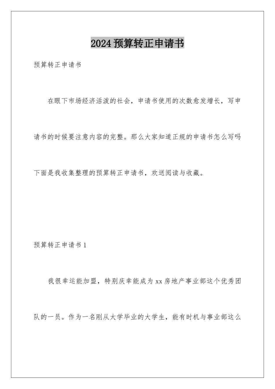 2024年预算转正申请书_第1页