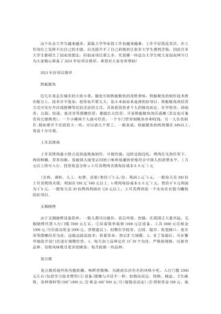 2024年＊＊＊项目-2024年好项目推荐范文