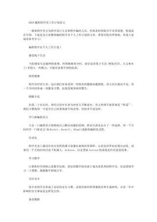 2024编程程序员工作计划范文