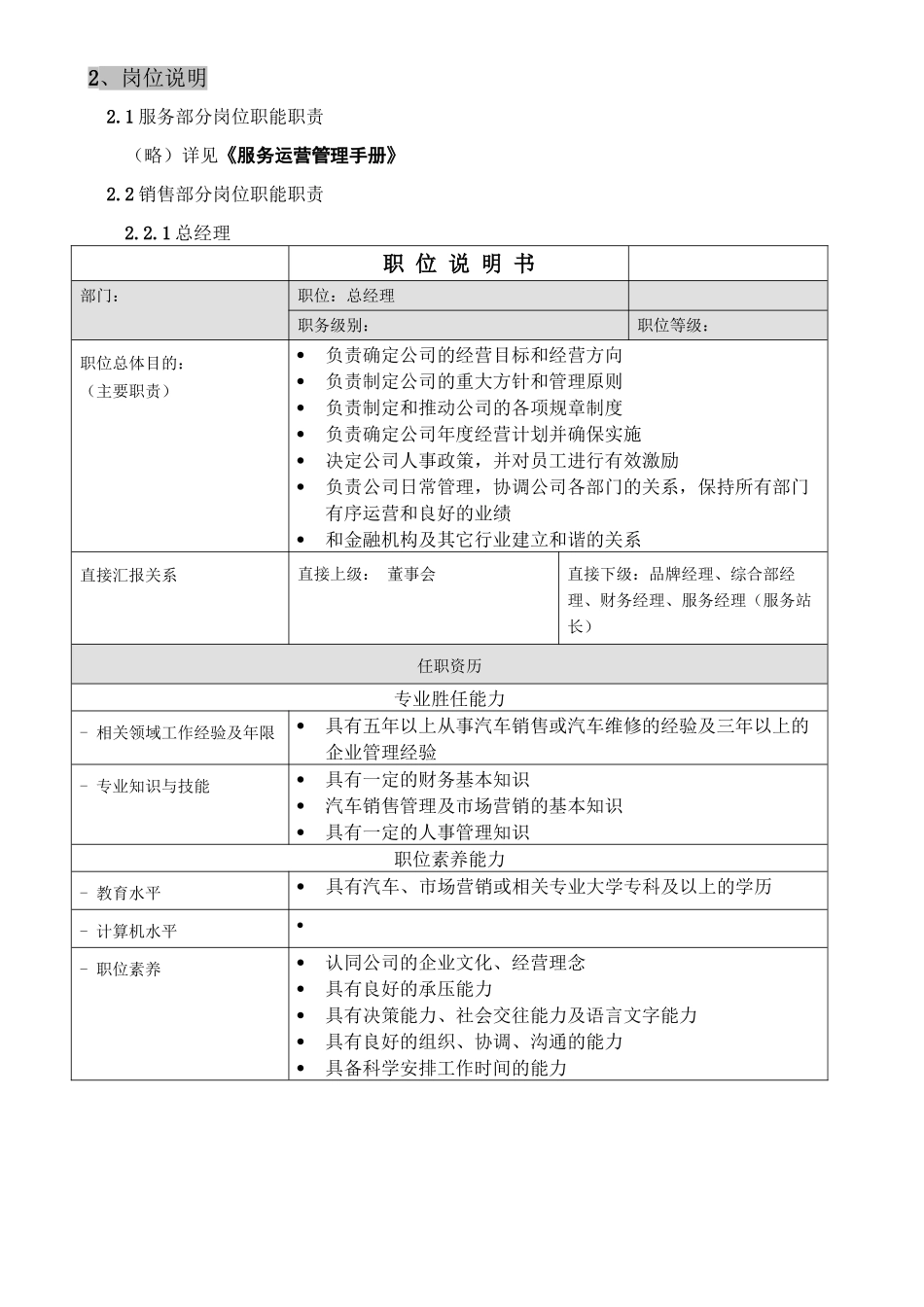 4S店组织机构框架及职能职责模版_第3页