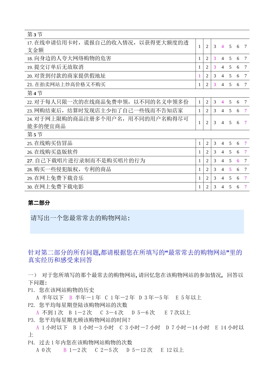 F关于网上消费者非道德行为的调查问卷_第2页