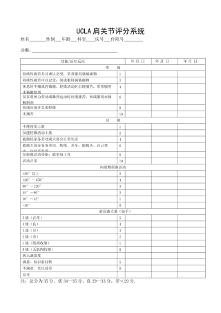 UCLA肩关节评分系统