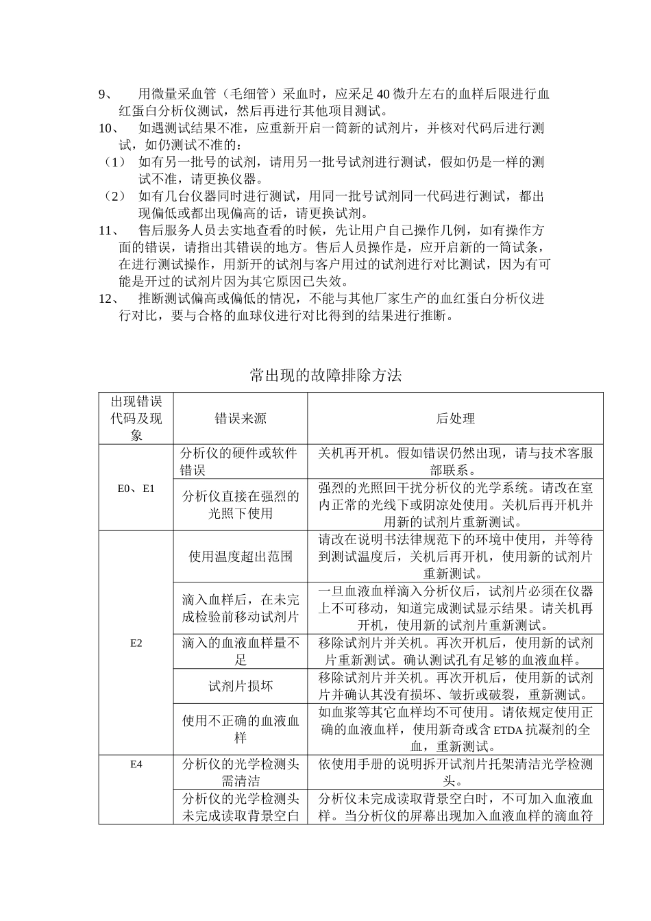 URIT-12血红蛋白分析仪操作注意事项_第2页