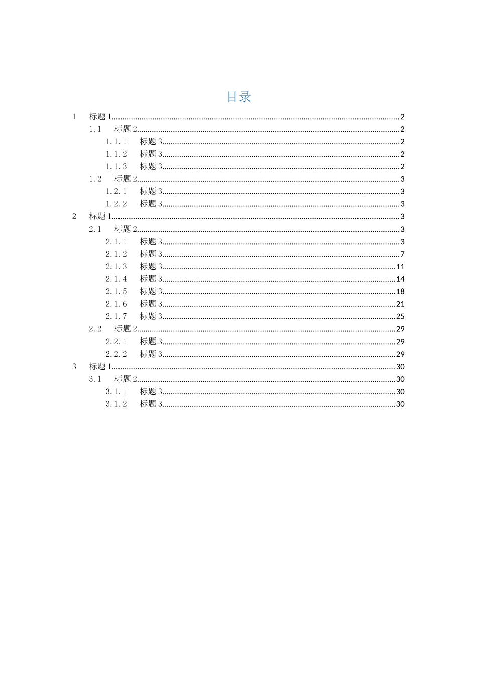 WORD7级标题带目录模板_第1页