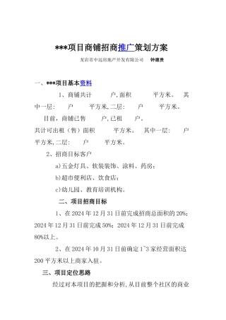 XXXX项目商铺招商策划方案2024-1-22