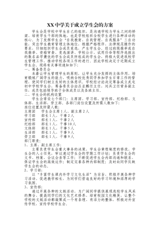 XX中学关于成立学生会的方案