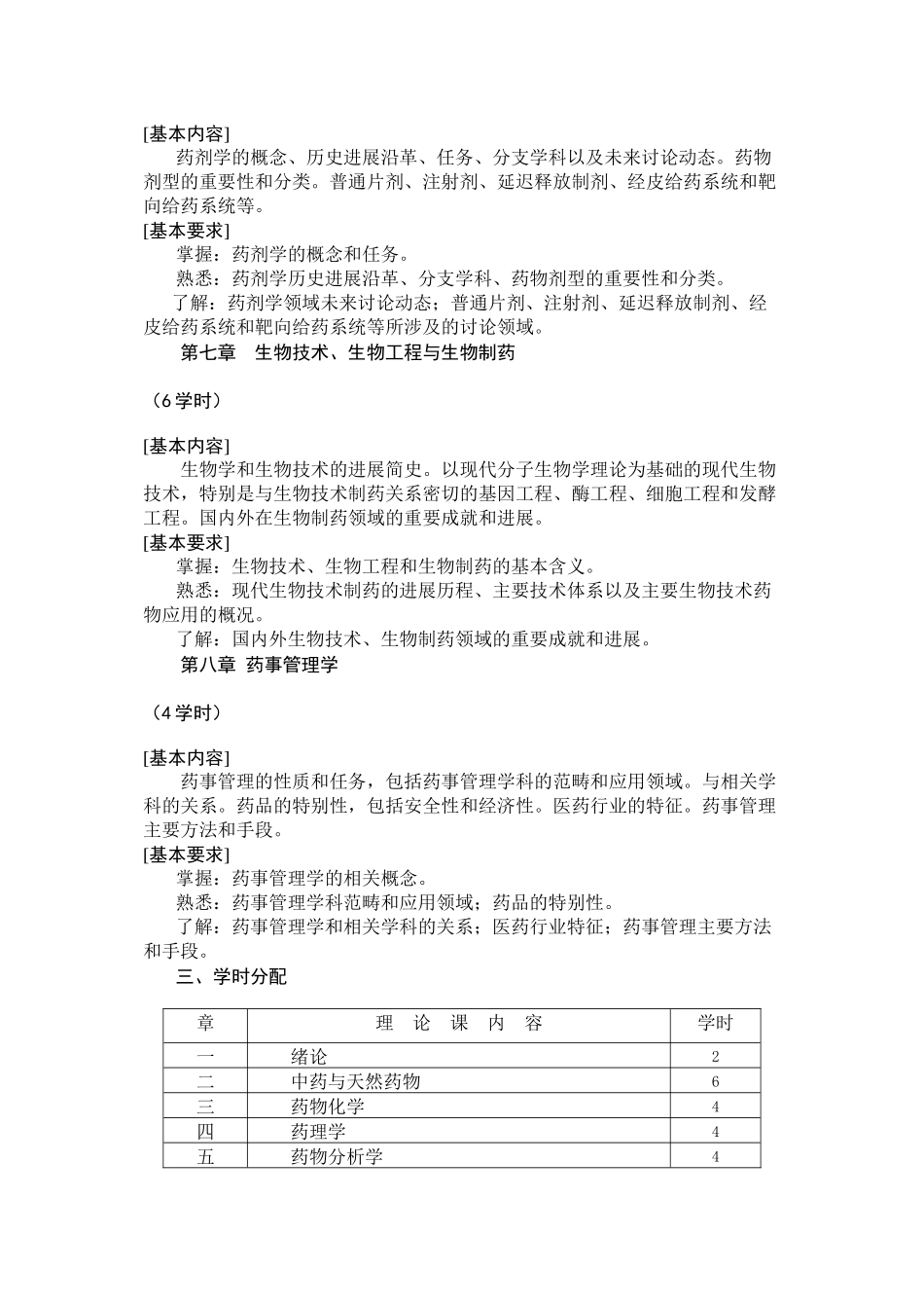 《药学概论》教学大纲_第3页