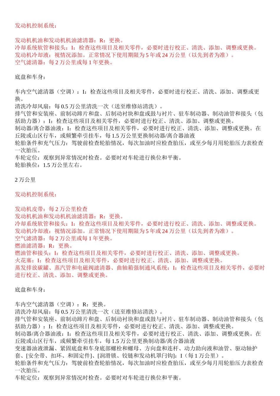 【吐血整理】：新赛欧1.4手动优逸版【按里程】保养规程!_第2页