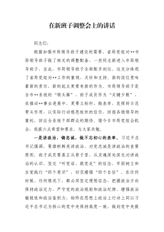 【每日范文-领导讲话】在新班子调整会上的讲话