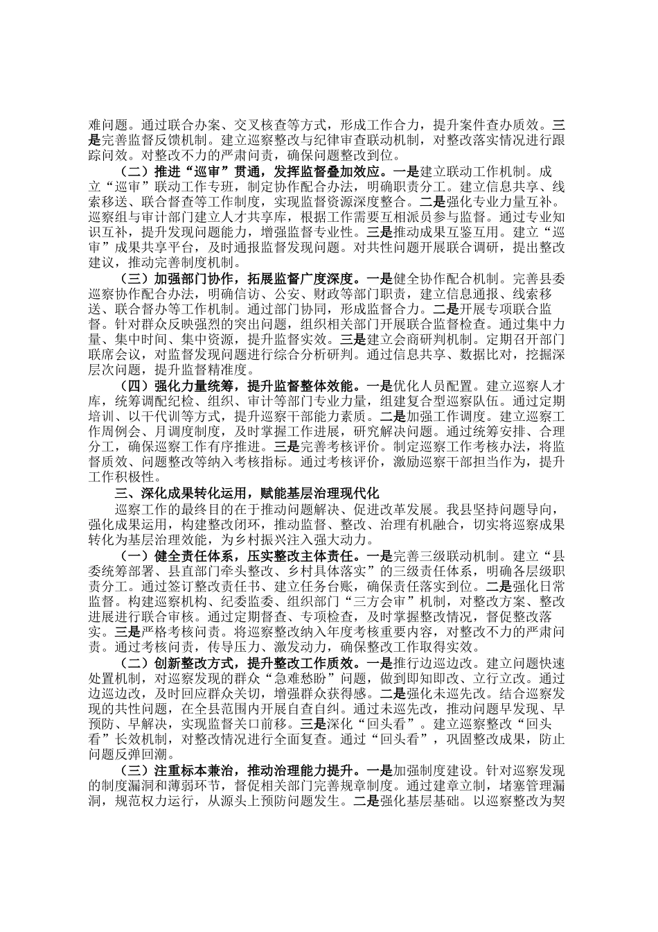 在全市村社巡察提质增效经验交流会上的汇报发言_第2页