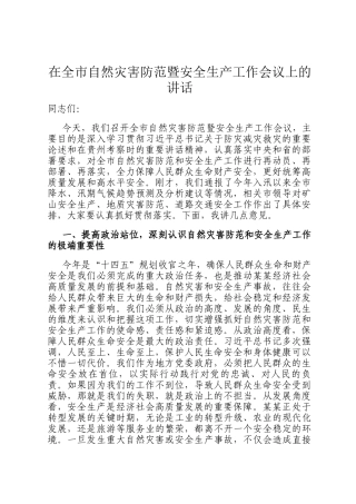 在全市自然灾害防范暨安全生产工作会议上的讲话