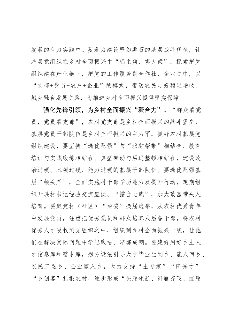党委书记言论：筑牢乡村全面振兴“战斗堡垒”_第2页