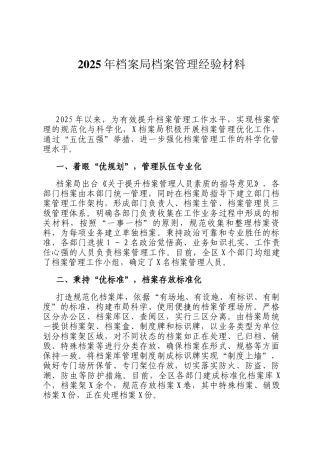 2025年档案局档案管理经验材料