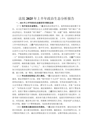 法院2025年上半年政治生态分析报告