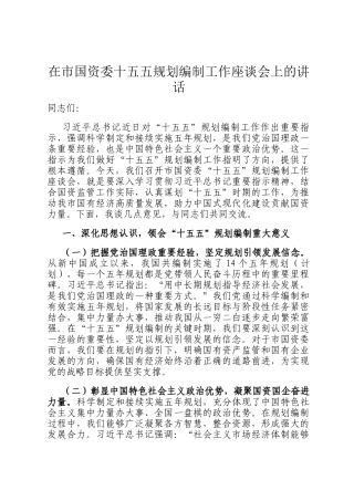 在市国资委十五五规划编制工作座谈会上的讲话