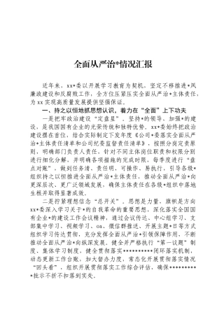 全面从严治党情况汇报