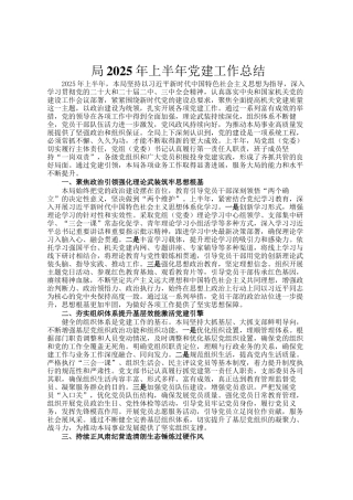局2025年上半年党建工作总结